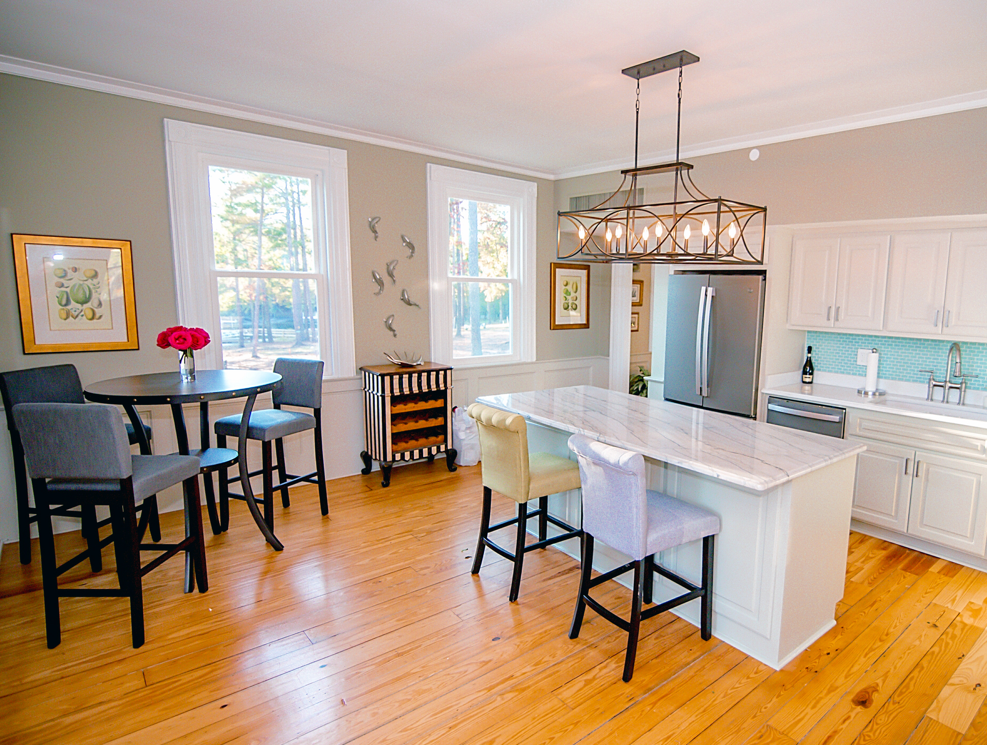 Bright, Airy Open kitchen in the main level of the fully renovated historic Clubhouse at Stewart Landing on Lake Murray