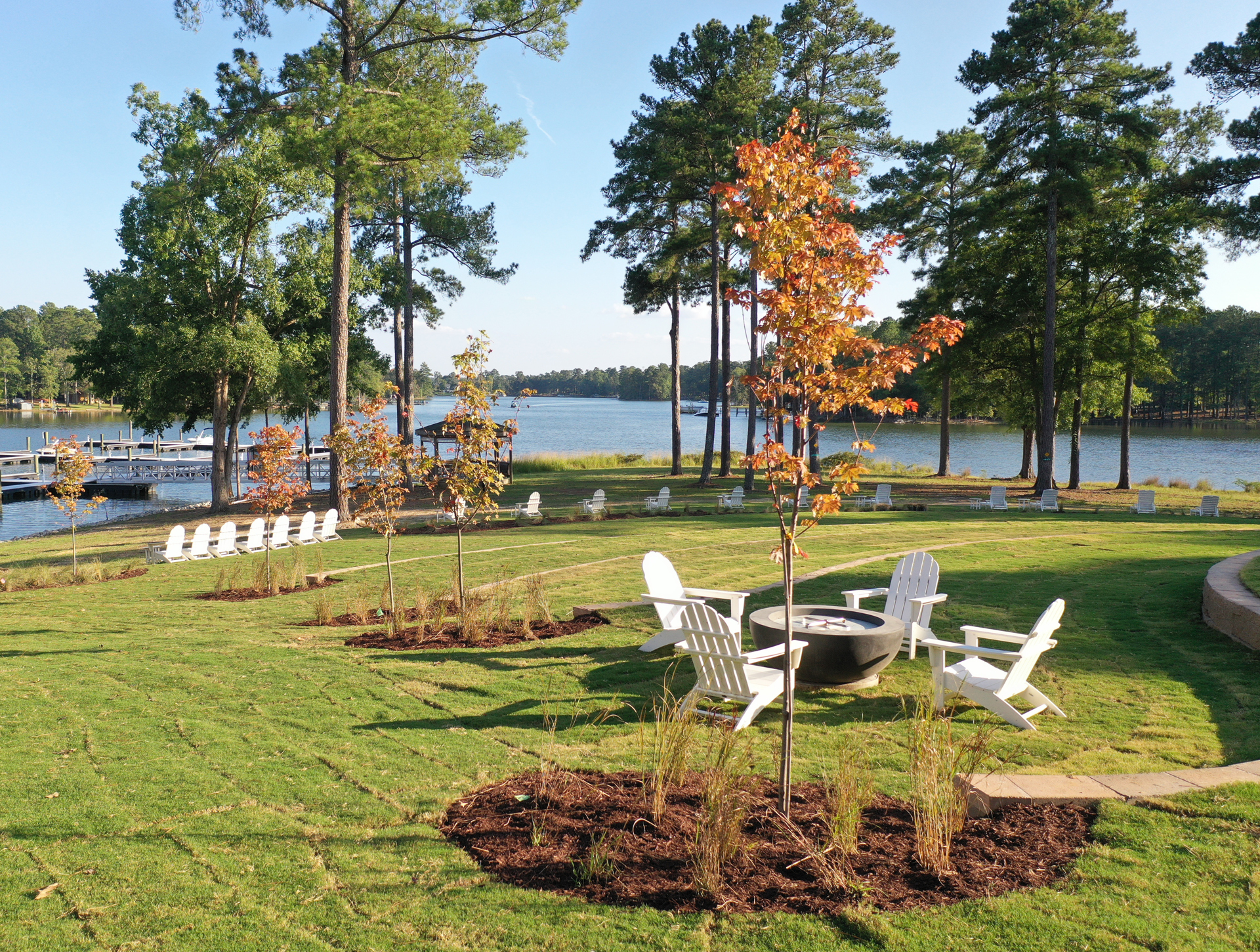 Adirondack Chairs & Fire Pits on the Amphitheater Overlooking the Lake