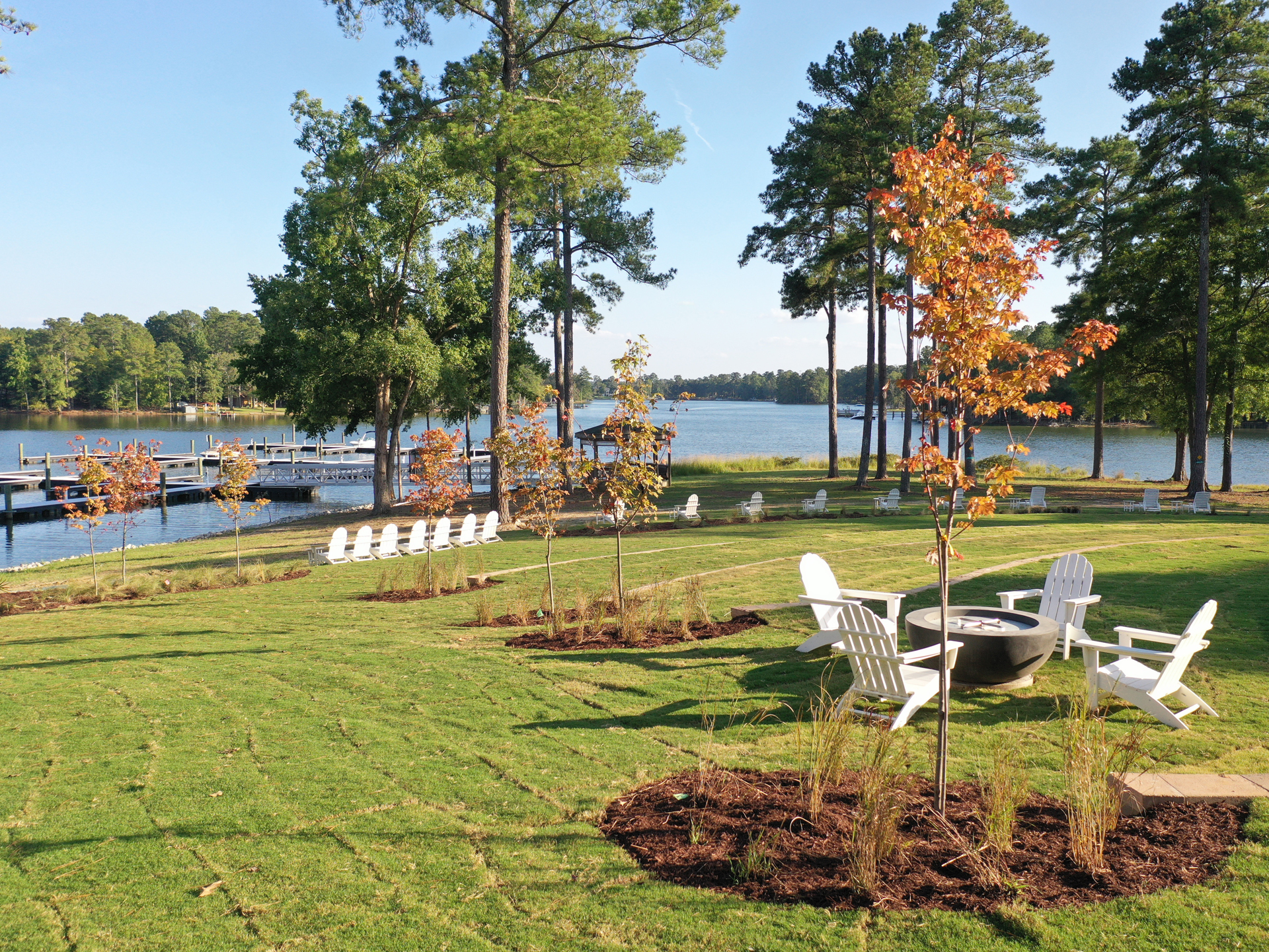 Adirondack Chairs & Fire Pits on the Amphitheater Overlooking the Lakeck