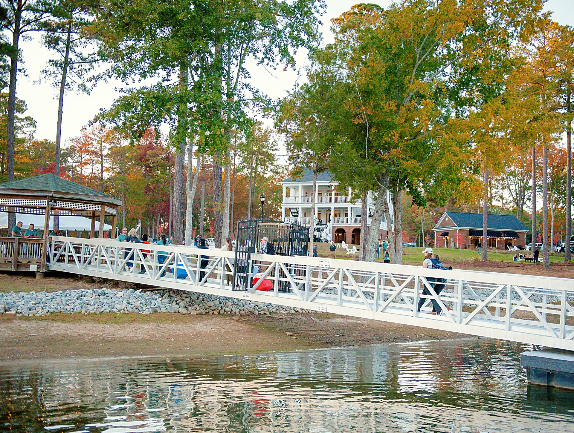 View from the Marina Overlooking the Gated Entrance to the Private Marina and Gazebo at Stewart Landing on Lake Murray